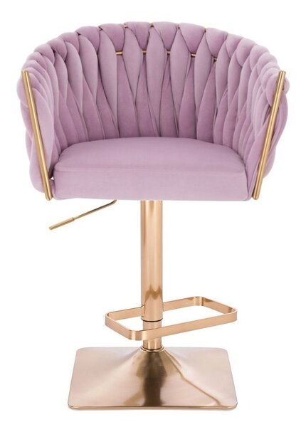 LuxuryForm DESIGN Barová židle NORDEN VELUR na zlaté hranaté podstavě - levandule