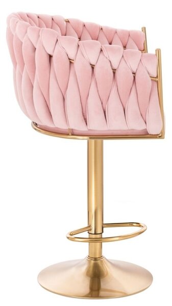 LuxuryForm DESIGN Barová židle NORDEN VELUR na zlaté kulaté podstavě - růžová