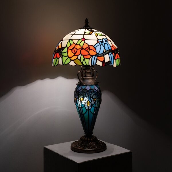 Brilagi - Tiffany vitrážová stolní lampa JUNGLE 1xE27/60W/230V + 1xE14/40W