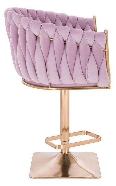 LuxuryForm DESIGN Barová židle NORDEN VELUR na zlaté hranaté podstavě - levandule