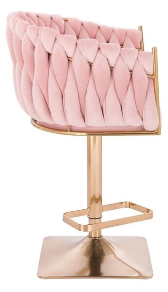 LuxuryForm DESIGN Barová židle NORDEN VELUR na zlaté hranaté podstavě - růžová
