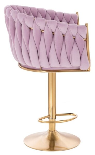 LuxuryForm DESIGN Barová židle NORDEN VELUR na zlaté kulaté podstavě - levandule