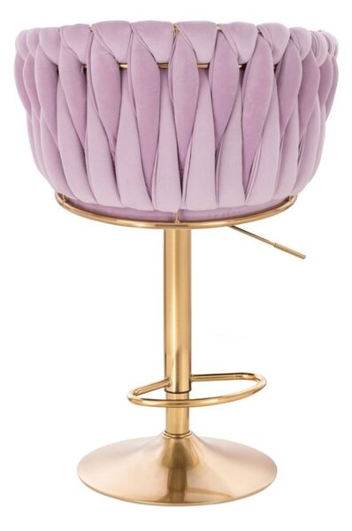 LuxuryForm DESIGN Barová židle NORDEN VELUR na zlaté kulaté podstavě - levandule