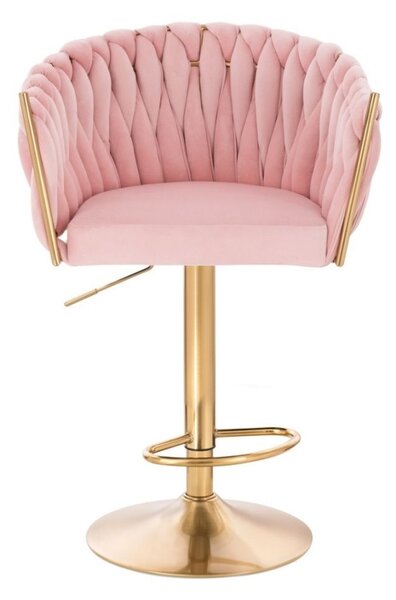 LuxuryForm DESIGN Barová židle NORDEN VELUR na zlaté kulaté podstavě - růžová