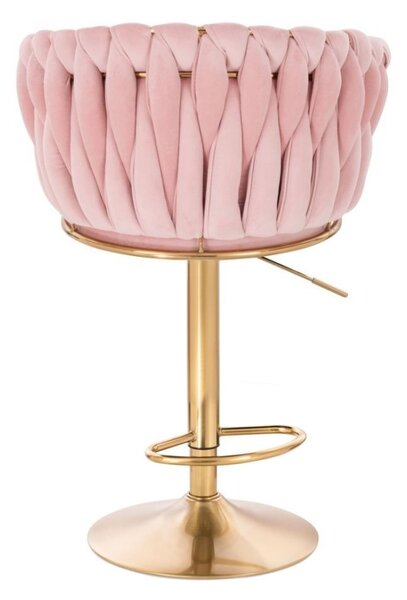 LuxuryForm DESIGN Barová židle NORDEN VELUR na zlaté kulaté podstavě - růžová