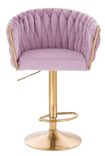 LuxuryForm DESIGN Barová židle NORDEN VELUR na zlaté kulaté podstavě - levandule