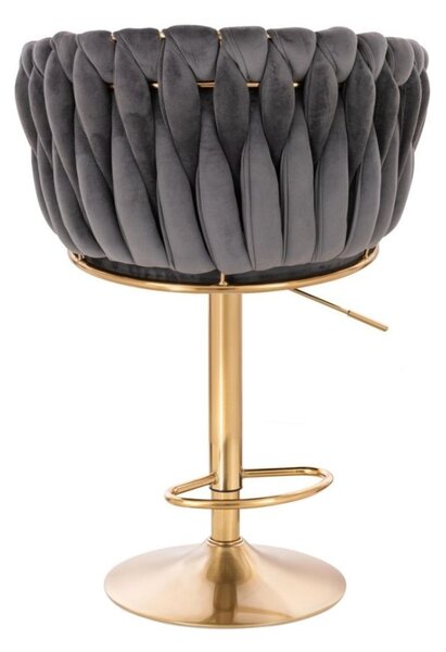 LuxuryForm DESIGN Barová židle NORDEN VELUR na zlaté kulaté podstavě - tmavě šedá