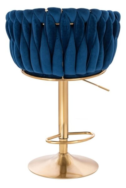 LuxuryForm DESIGN Barová židle NORDEN VELUR na zlaté kulaté podstavě - modrá