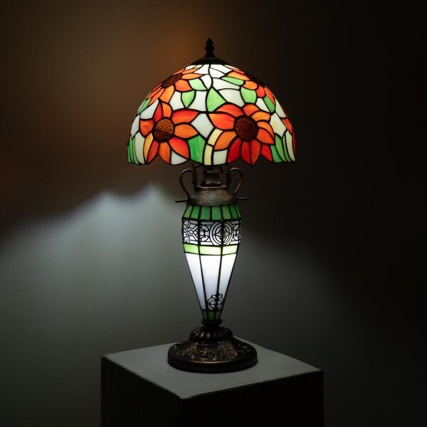 Brilagi - Tiffany vitrážová stolní lampa SUNFLOWER 1xE27/60W/230V + 1xE14/40W