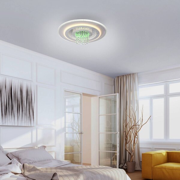 JUST LIGHT. GmbH LED stropní svítidlo Tolago RGB, bílé, dálkové ovládání, stmívatelný, Bílá / opál, Obývací pokoj / jídelna, kov, Moderní