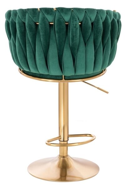 LuxuryForm DESIGN Barová židle NORDEN VELUR na zlaté kulaté podstavě - zelená