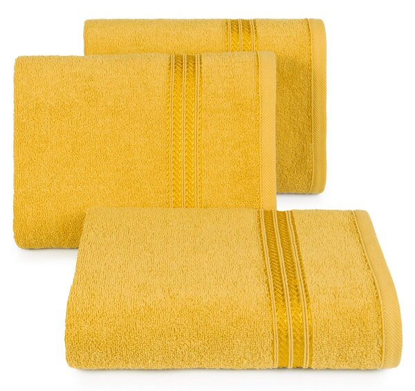 Bavlněný froté ručník s proužkem LORAN 50x90 cm, mustard/hořčicová, 450 gr Mybesthome