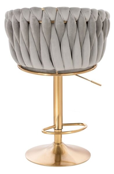 LuxuryForm DESIGN Barová židle NORDEN VELUR na zlaté kulaté podstavě - světle šedá