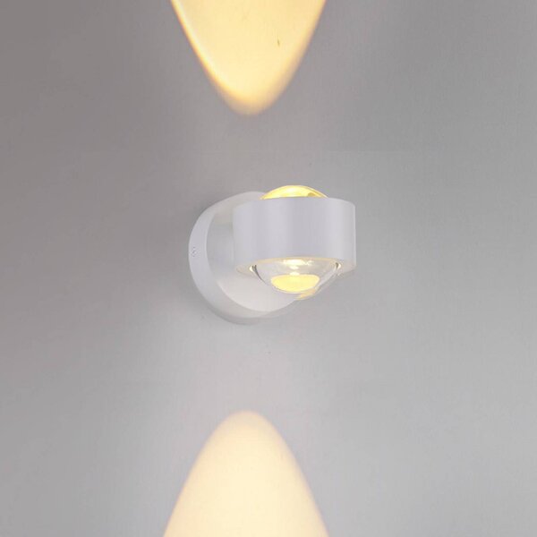 JUST LIGHT. GmbH LED akumulátorové nástěnné světlo Chia, bílé, železo, 3 000 K, stmívatelný, Bílá / opál, Obývací pokoj / jídelna, kov, Moderní