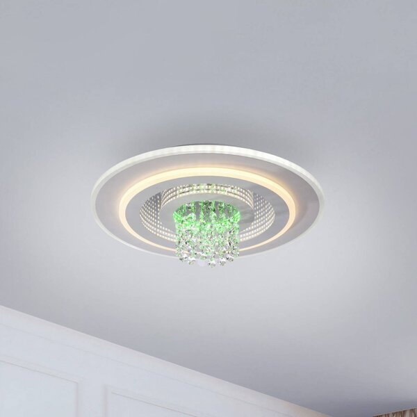 JUST LIGHT. GmbH LED stropní svítidlo Tolago RGB, bílé, dálkové ovládání, stmívatelný, Bílá / opál, Obývací pokoj / jídelna, kov, Moderní
