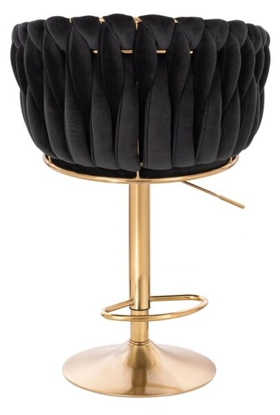 LuxuryForm DESIGN Barová židle NORDEN VELUR na zlaté kulaté podstavě - černá