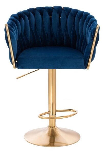 LuxuryForm DESIGN Barová židle NORDEN VELUR na zlaté kulaté podstavě - modrá