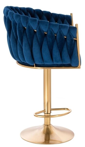 LuxuryForm DESIGN Barová židle NORDEN VELUR na zlaté kulaté podstavě - modrá