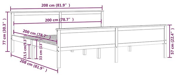 Rám postele medově hnědý masivní borovice 200 x 200 cm 322194