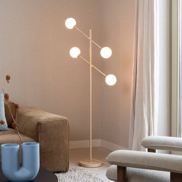 IT´S ABOUT ROMI It's about RoMi stojací lampa Copenhagen, béžová, sklo, otočná, stmívatelný, Krémová / jantar, Obývací pokoj / jídelna, Moderní
