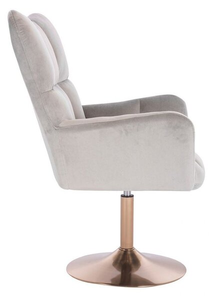 LuxuryForm Křeslo AURORA VELUR na zlatém talíři - světle šedé