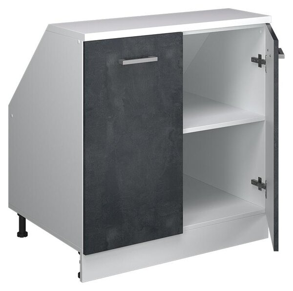 Kuchyňská skříňka pod šikmou střechu Vicco R-Line Černý beton 80 cm se 2 dveřmi, korpus skříně hloubka 60 cm, Model 60471