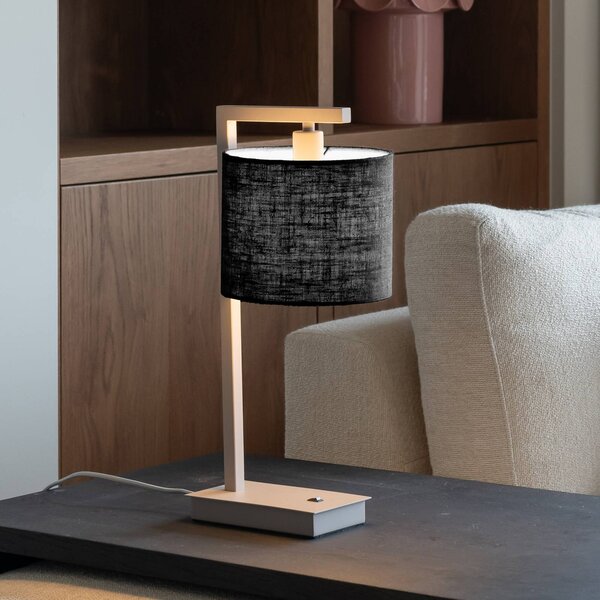 IT´S ABOUT ROMI It's about RoMi Stolní lampa Boston, černá/písková, Krémová / jantar, Obývací pokoj / jídelna, Textil / tkanina / hedvábí