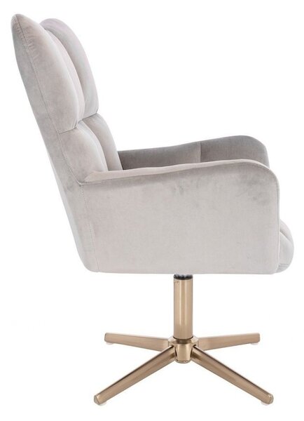 LuxuryForm Křeslo AURORA VELUR na zlatém kříži - světle šedé