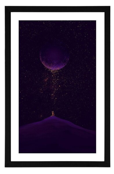 Plakát s paspartou fialová magická planeta