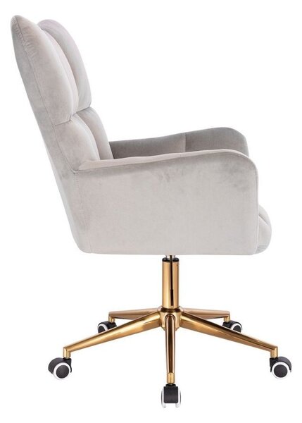 LuxuryForm Křeslo AURORA VELUR na zlaté podstavě s kolečky - světle šedé