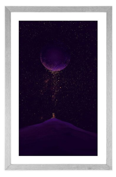 Plakát s paspartou fialová magická planeta