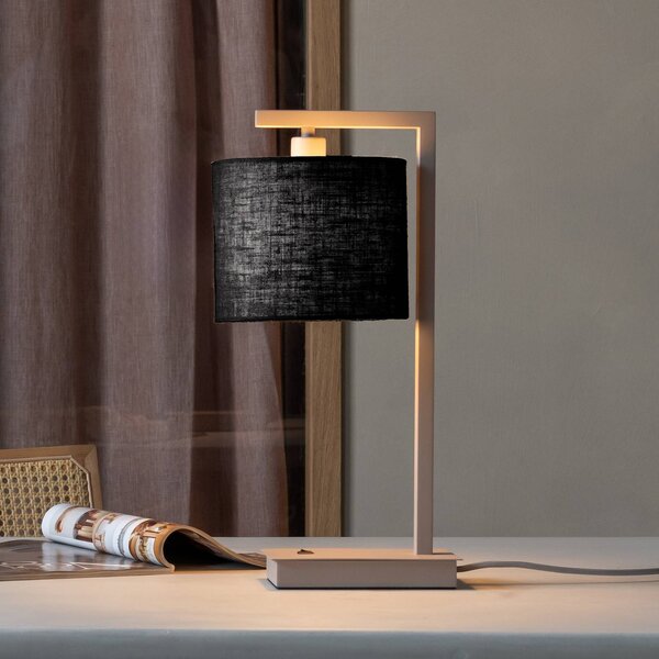 IT´S ABOUT ROMI It's about RoMi Stolní lampa Boston, černá/písková, Krémová / jantar, Obývací pokoj / jídelna, Textil / tkanina / hedvábí