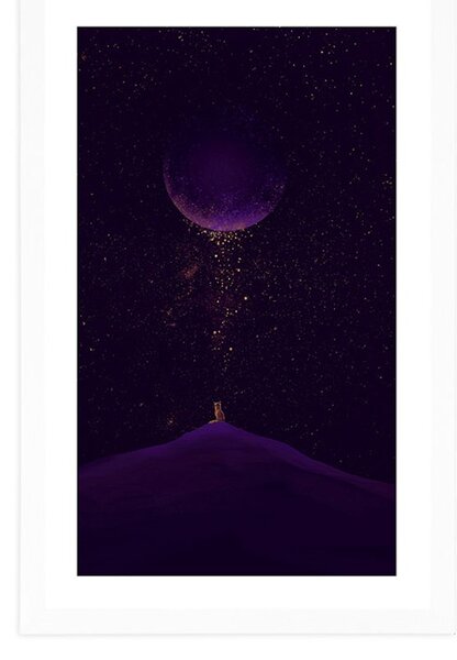 Plakát s paspartou fialová magická planeta