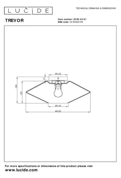 Lucide L251144261 přisazené stropní svítidlo TREVOR E27