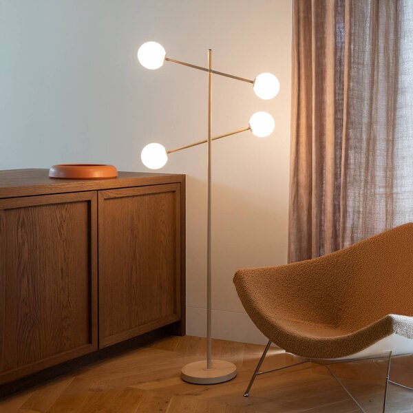 IT´S ABOUT ROMI It's about RoMi stojací lampa Copenhagen, béžová, sklo, otočná, stmívatelný, Krémová / jantar, Obývací pokoj / jídelna, Moderní
