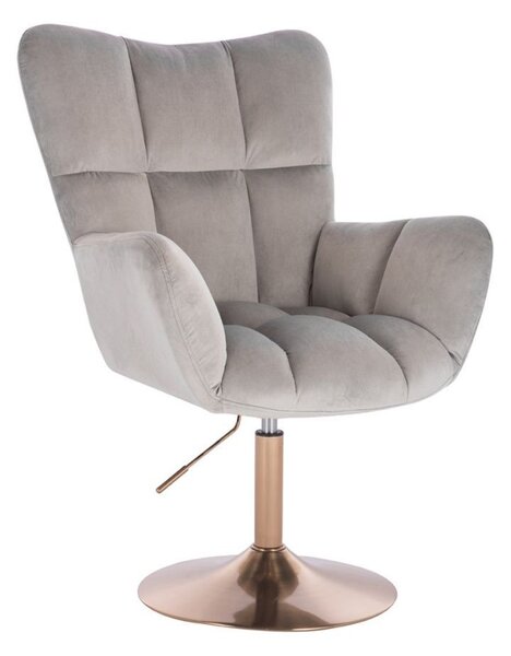 LuxuryForm Křeslo AURORA VELUR na zlatém talíři - světle šedé