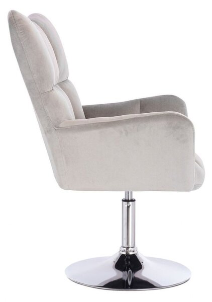 LuxuryForm Křeslo AURORA VELUR na stříbrném talíři - světle šedé