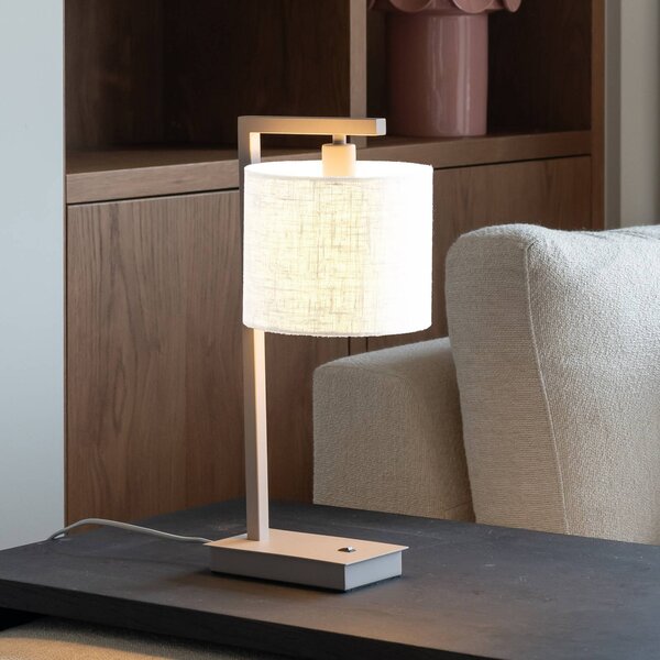 IT´S ABOUT ROMI It's about RoMi stolní lampa Boston, bílá/písková, Krémová / jantar, Obývací pokoj / jídelna, Textil / tkanina / hedvábí