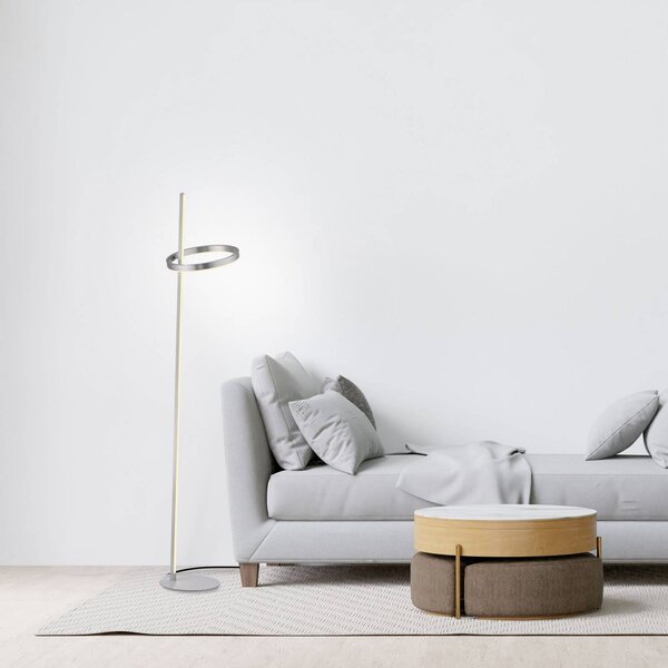JUST LIGHT. GmbH LED stojací lampa Ritus stříbrná železo stmívač 3 000 K, stmívatelný, Hliník / šedá / zinek, Obývací pokoj / jídelna, kov, Moderní