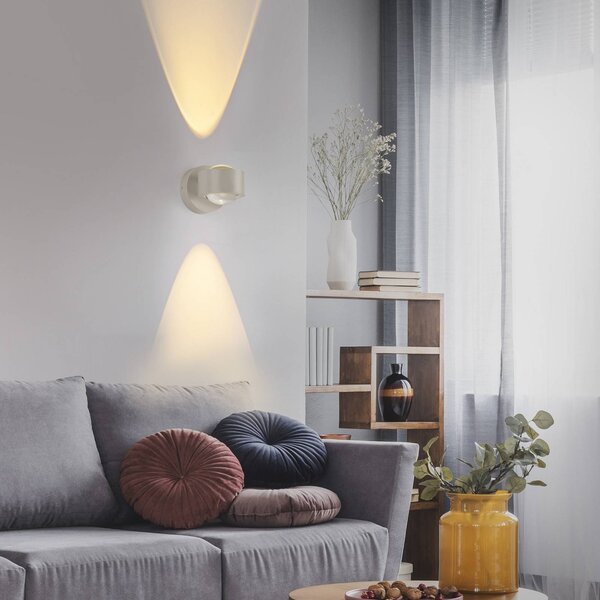 JUST LIGHT. GmbH LED akumulátorové nástěnné světlo Chia, písková, železo, 3 000 K, stmívatelný, Krémová / jantar, Obývací pokoj / jídelna, kov, Moderní