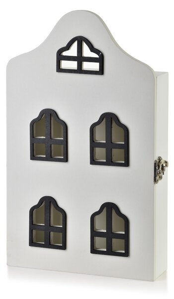 Mondex Dřevěná skříňka na klíče STACY House 17,5x5,5x29,5 cm bílá