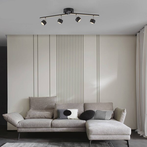 JUST LIGHT. GmbH LED stropní bodové osvětlení Jarik, 4-ramenné, černé, 3 000 K, stmívatelný, Černá, Obývací pokoj / jídelna, kov, Moderní