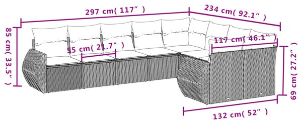 9dílná zahradní sedací souprava s poduškami béžová polyratan 3221838