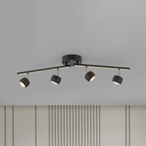 JUST LIGHT. GmbH LED stropní bodové osvětlení Jarik, 4-ramenné, černé, 3 000 K, stmívatelný, Černá, Obývací pokoj / jídelna, kov, Moderní