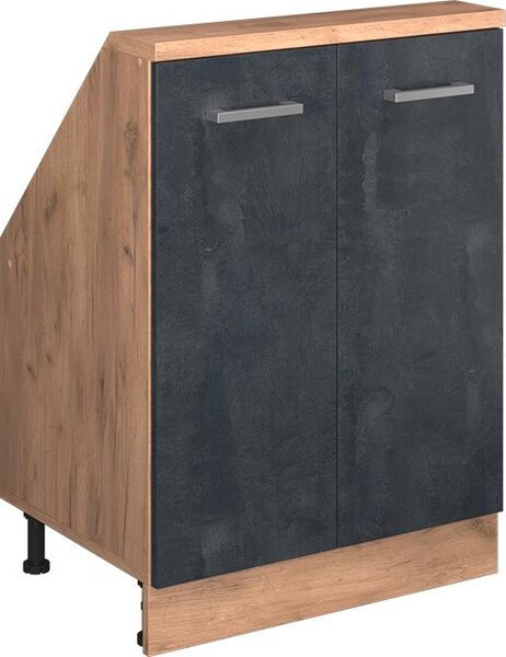Kuchyňská skříňka pod šikmou střechu Vicco R-Line Černý beton 60 cm se 2 dvířky, Model 58268