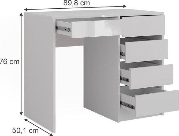 Toaletní stolek Vicco Sherry Bílá/bílý vysoký lesk 89.8 cm, Model 57703