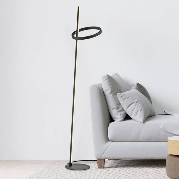 JUST LIGHT. GmbH LED stojací lampa Ritus černá železo stmívač 3 000 K, stmívatelný, Černá, Obývací pokoj / jídelna, kov, Moderní