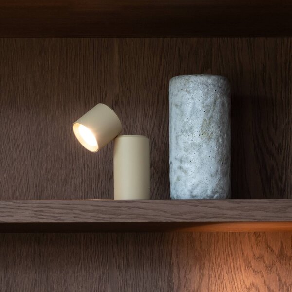 IT´S ABOUT ROMI It's about RoMi LED stolní lampa na baterie Milan, béžová, 19 cm, stmívatelný, Krémová / jantar, Obývací pokoj / jídelna, Hliník, Moderní