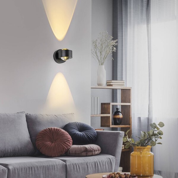 JUST LIGHT. GmbH LED akumulátorové nástěnné světlo Chia černé železo 3 000 K, stmívatelný, Černá, Obývací pokoj / jídelna, kov, Moderní
