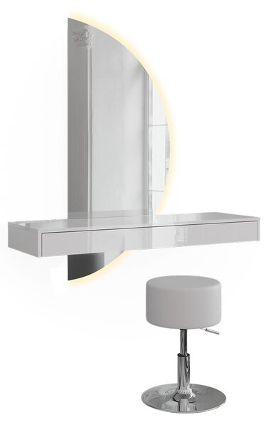 Toaletní stolek Vicco Sherry Bílá vysoký lesk 120 cm se zrcadlem LED a stoličkou, Model 61312